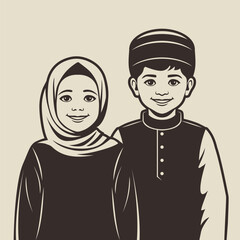 Smiling Muslim Boy and Girl