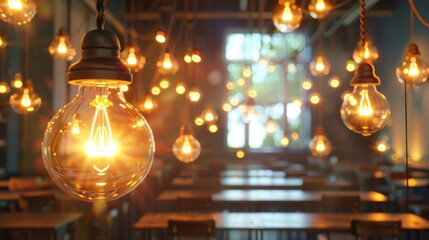Email Security Training Classroom: Employees Undergo Intensive Learning with Bright Lightbulbs Symbolizing Newfound Awareness and Knowledge