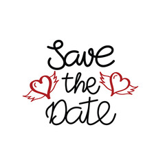 Hand Drawn "Save The Date" Calligraphy Text Vector Design.