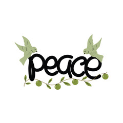 Hand Drawn Peace Calligraphy Text Vector Design.
