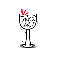 Hand Drawn Wine Not? Calligraphy Text Vector Design.