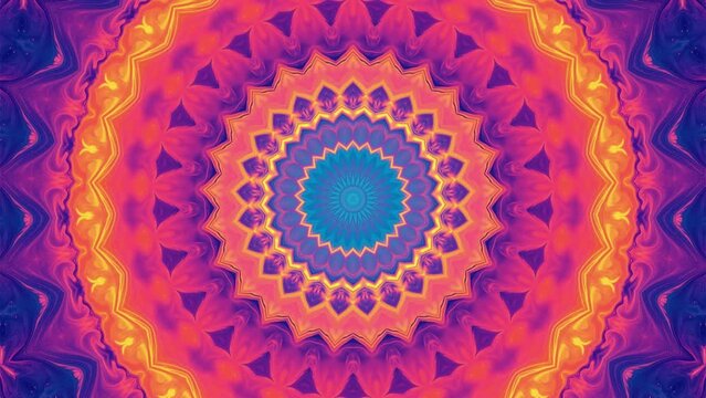 Psychedelic patterns, Party, vibrant colors, stage designs, concert, Kaleidoscope, music clip ,creative design, abstract visuals, dynamic background, VJ loop, projection mapping, colorful mandalas