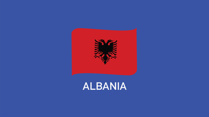 Albania Flag Ribbon Teams European Nations 2024 Abstract Countries European Germany Football Symbol Logo Design Vector Illustration