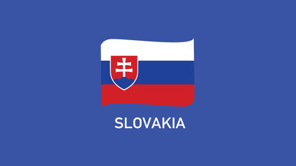 Slovakia Flag Ribbon Teams European Nations 2024 Abstract Countries European Germany Football Symbol Logo Design Vector Illustration