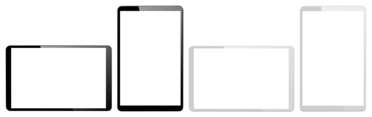 Set of tablet computers cut out