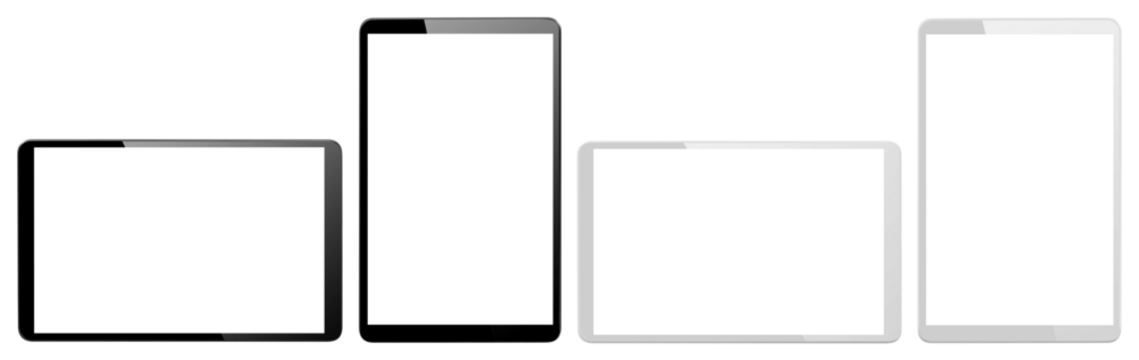 Set of tablet computers cut out