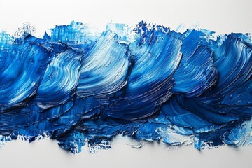 A high-resolution image captures the serene blue and white brush strokes with a textured finish