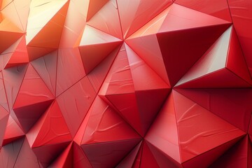 Vibrant red and orange shades create a striking angular crystal pattern in this digital art design