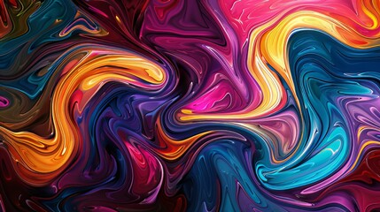 Fototapeta premium Abstract Color Patterns: Vibrant swirls of color merge and blend, creating a dynamic and captivating abstract pattern that draws the eye and sparks the imagination