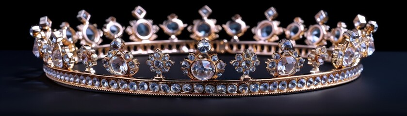 A magnificent crown fit for royalty, made of solid gold and adorned with valuable gemstones