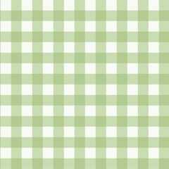 Gingham pattern seamless Plaid repeat in green and white. Design for print, tartan, gift wrap, textiles, checkered background for tablecloth