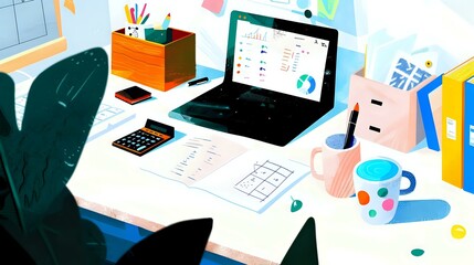 Detail-Oriented Workspace of a General Accountant: Calculator