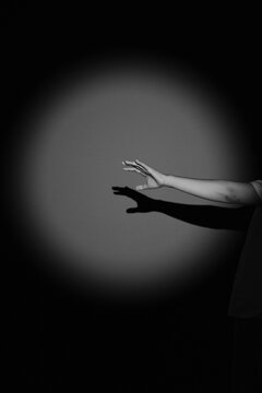 black and white of a hand