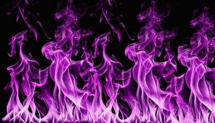 tongues of purple fire on clear black background purple flames and sparks background design