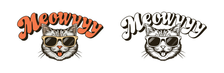 cat lovers vector illustration typography, meowy