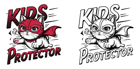 cat lovers vector illustration typography, kids protector