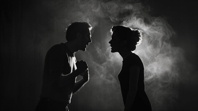  silhouettes of two arguing people