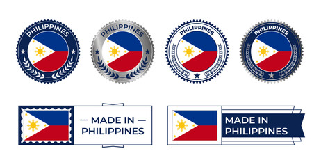 Philippines Flag, Philippines Flag Stamp, Made in Philippines. Philippines Verified, Country Flag Stamp, Verified, Certified, Made in, Tag, Seal, Stamp, Silver, Flag, Icon vector.