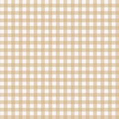 Gingham pattern seamless Plaid repeat in beige and white. Design for print, tartan, gift wrap, textiles, checkered background for tablecloth
