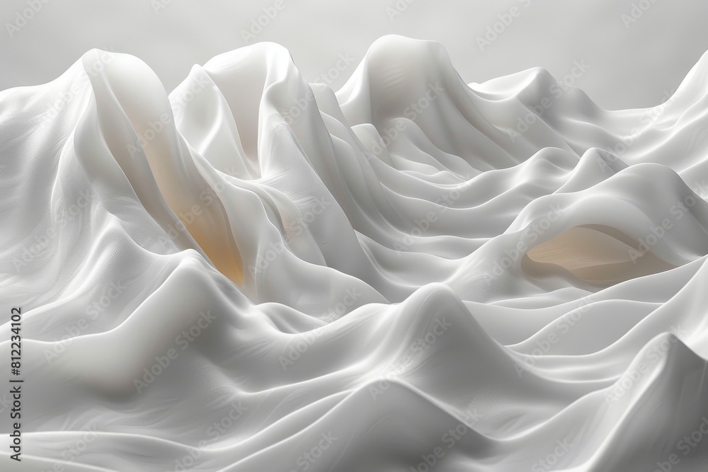 Poster a highly detailed image showcasing the texture of flowing white fabric with a play of light and shad