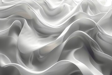 Obraz premium Conceptual image capturing the flowing nature of a wavy white silk, making it almost appear as soft snowdrifts