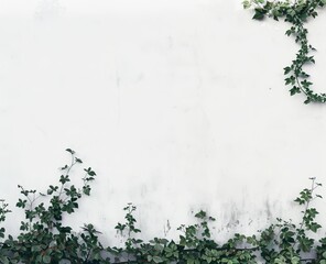 ivy on a white wall. - obrazy, fototapety, plakaty