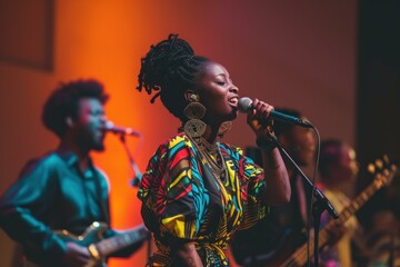 Energetic Afroamerican man concert passion. Sound music. Generate Ai