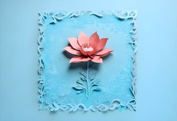 Frame for background paper cut style flowers and the vibrant colors