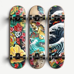 Magnificent Skateboards isolated on grey background 
