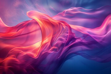 Fototapeta premium Surreal digital art of flowing satin fabric creating an impression of a windswept landscape with a romantic and dramatic feel