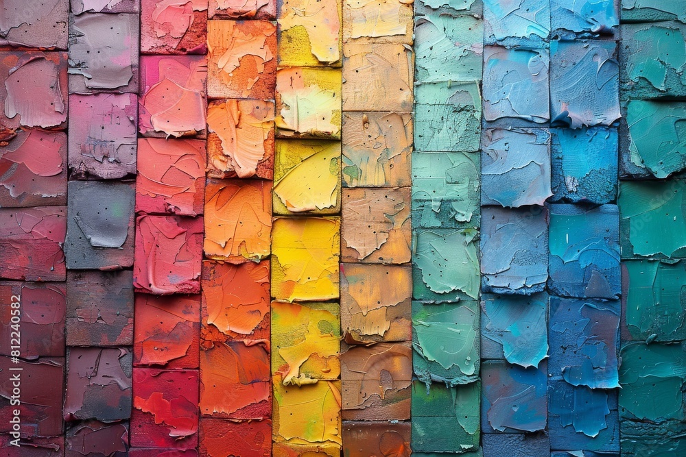 Poster an artistic array of textured paint strokes in various colors creating a vibrant and abstract patter