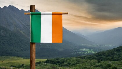 photo of an irish flag on a wooden pole isolated on transparent background ireland symbol png file