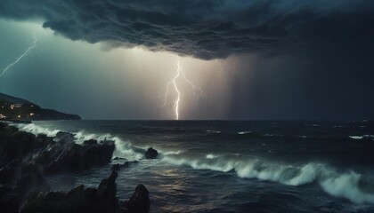lightning storm over black sea