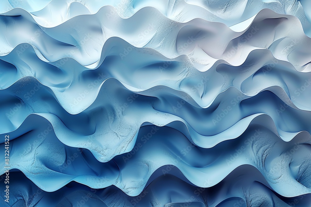 Poster the image depicts a soft 3d digital rendering of a flowing abstract wavy texture in calming shades o