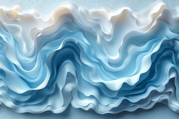 Obraz premium Abstract background evoking a chilled and tranquil sensation, with soothing blue and white waves