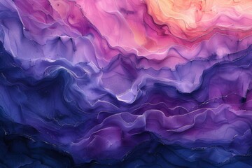An artistic composition with shades of purple and pink, creating an abstract wavy texture...