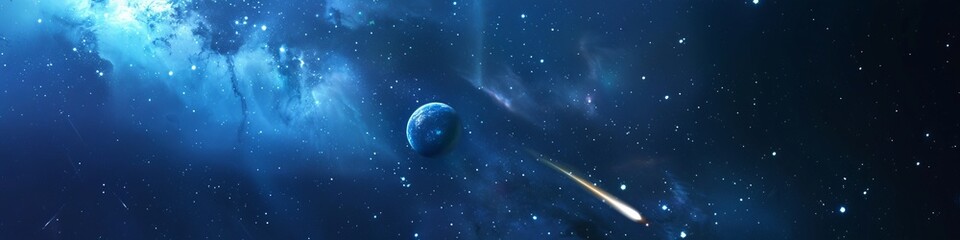 flying comet in space.