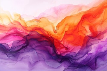 A compelling artwork with delicate waves of alcohol ink transitioning from pink to purple