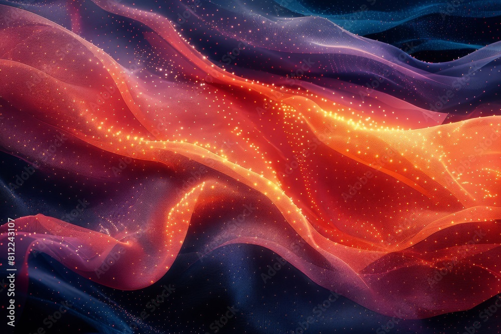 Canvas Prints this image depicts undulating waves of lights in a harmonious pattern of reds and blues, conveying a