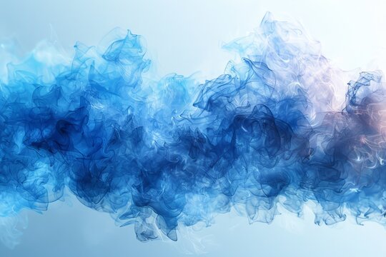 Image exhibiting a delicate dispersion of blue hues, resembling smoke or mist, evoking a sense of dreamy weightlessness