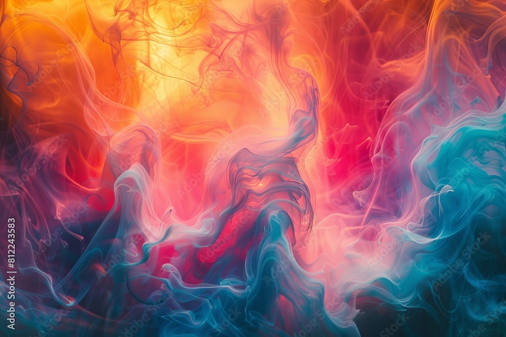 Wall mural a visually striking digital artwork that displays a dynamic blend of warm hues, creating an abstract