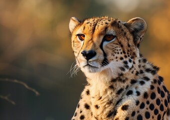Majestic Cheetah Portrait in Golden Light at Sunset in the Wild