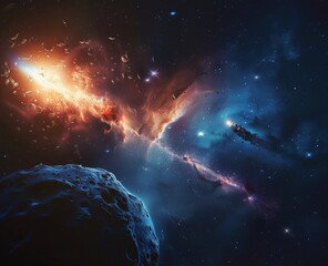 flying comet in space.