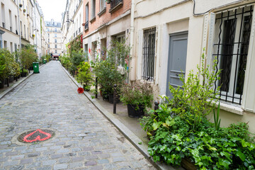 vue d'une impasse  nommée cité Dupont partant de la rue Saint Maur dans le onzième arrondissement de Paris en France