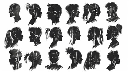 Hand drawn underline strokes. Sketch brush scribbles, ink marker squiggle lines, freehand pen stroke. Doodle painted curves, various pencil shapes and elements. 3D avatars set vector icon, white backg