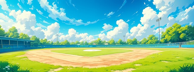 baseball field cartoon illustration background