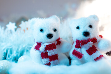 Christmas decoration , two cute white bears 