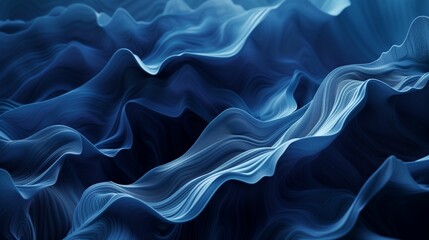 Abstract Blue Background With Wavy Lines