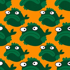Cartoon sea animals seamless fish pattern for wrapping paper and fabrics