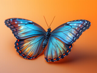 Exotic butterfly on a pastel gradient background. 